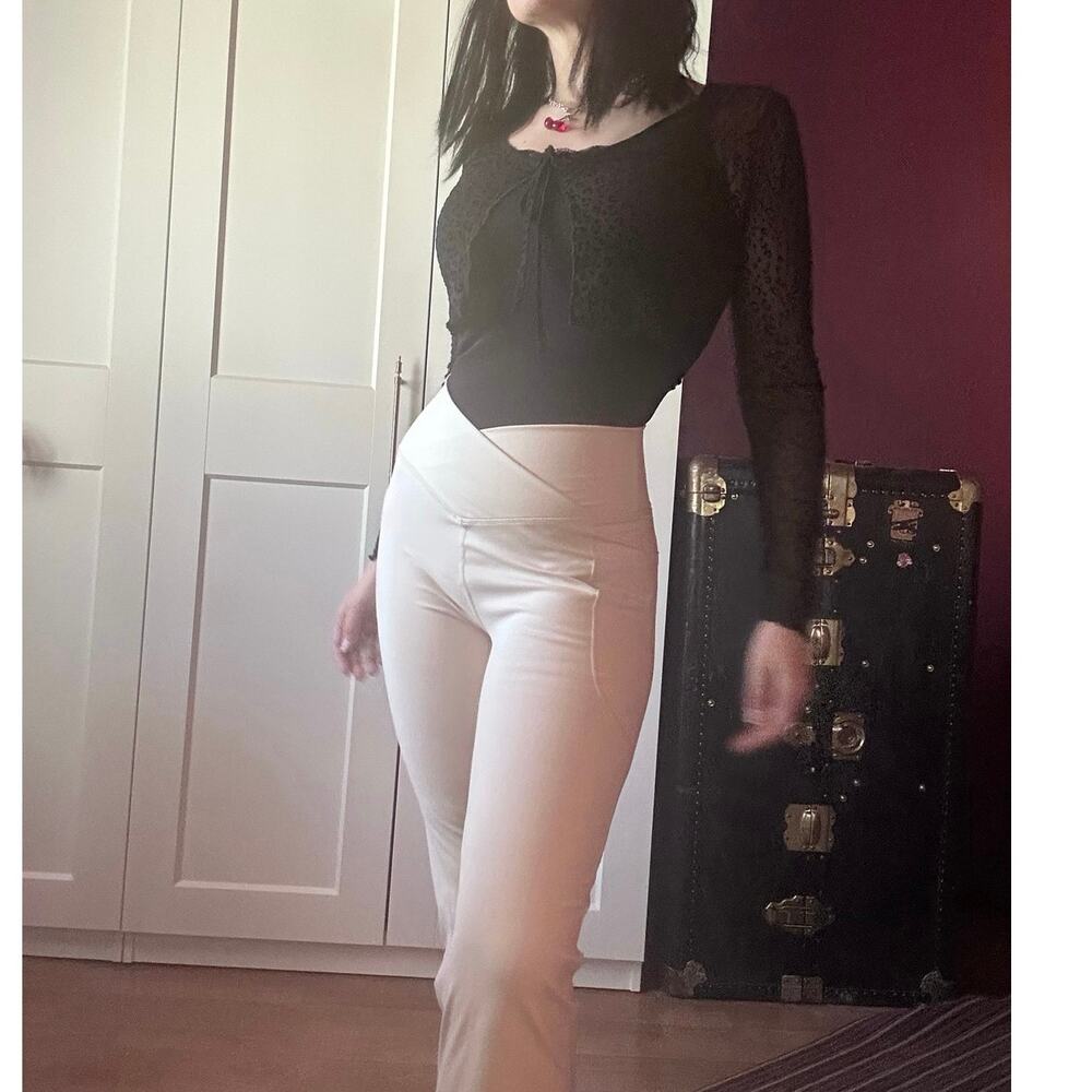 White Compression Flared Yoga Pants